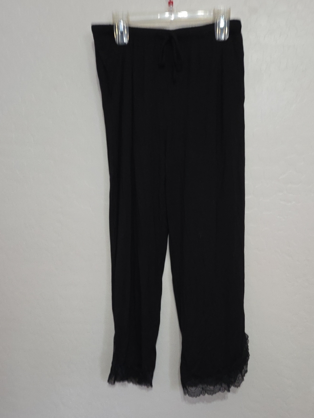 Nordstrom Black Straight-Leg Lounge Lace-Hem Pants